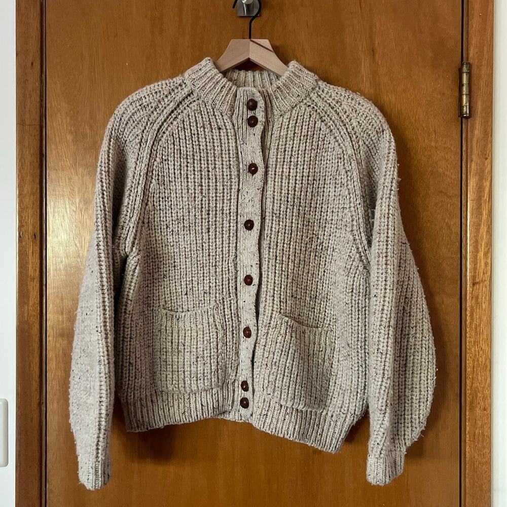 Womens Vintage Lizsport Chunk-Knit Cardigan Sweater